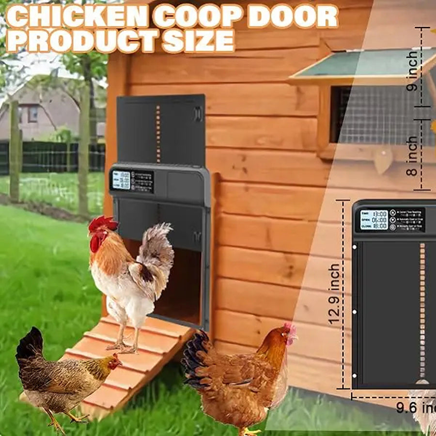CochiKix Automatic Chicken Coop Door - Predator-Proof Aluminum Door with Anti-Pinch Safety System, LCD Timer