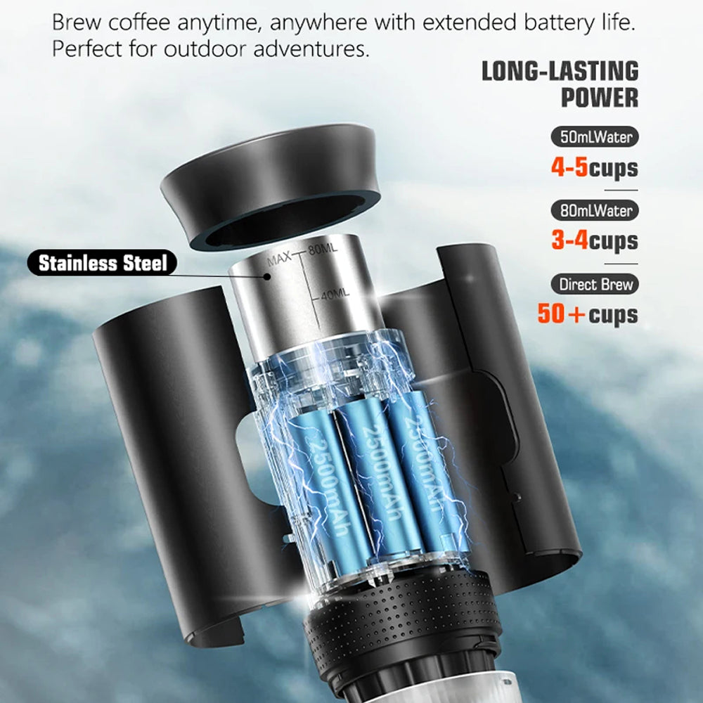 CofiMika Portable Coffee Maker - 20 Bar High-Pressure Espresso Machine with Heating Element, 7500mAh Battery