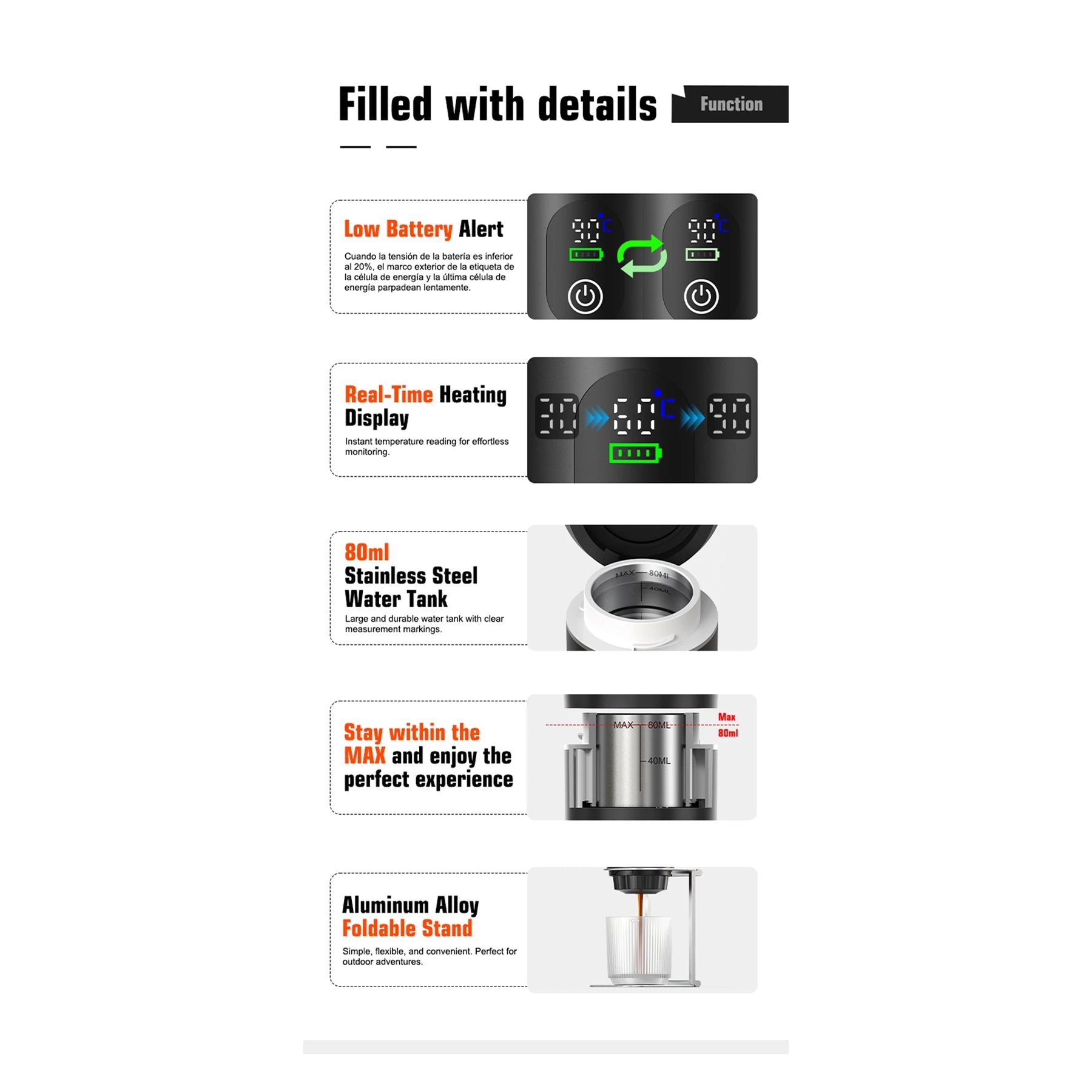 CofiMika Portable Coffee Maker - 20 Bar High-Pressure Espresso Machine with Heating Element, 7500mAh Battery