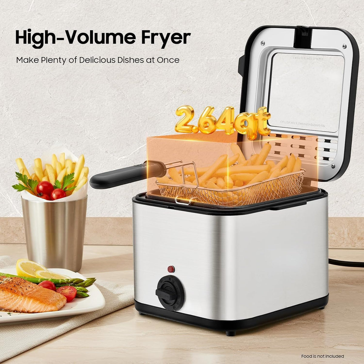 CookFris 2.5L Electric Deep Fryer 1000W Fast Heating