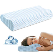 CoolaPill Cooling Memory Foam Pillow Ergonomic Neck Support with Cold Silk Pillowcase