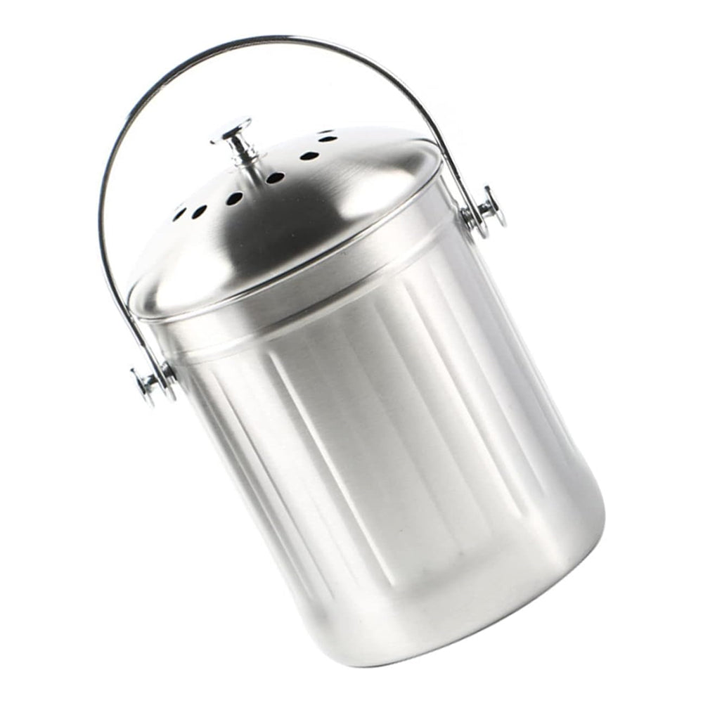 CopixKit Stainless Steel Countertop Compost Bin with Activated Carbon Odor Filter and 30x18x18cm Compact Design