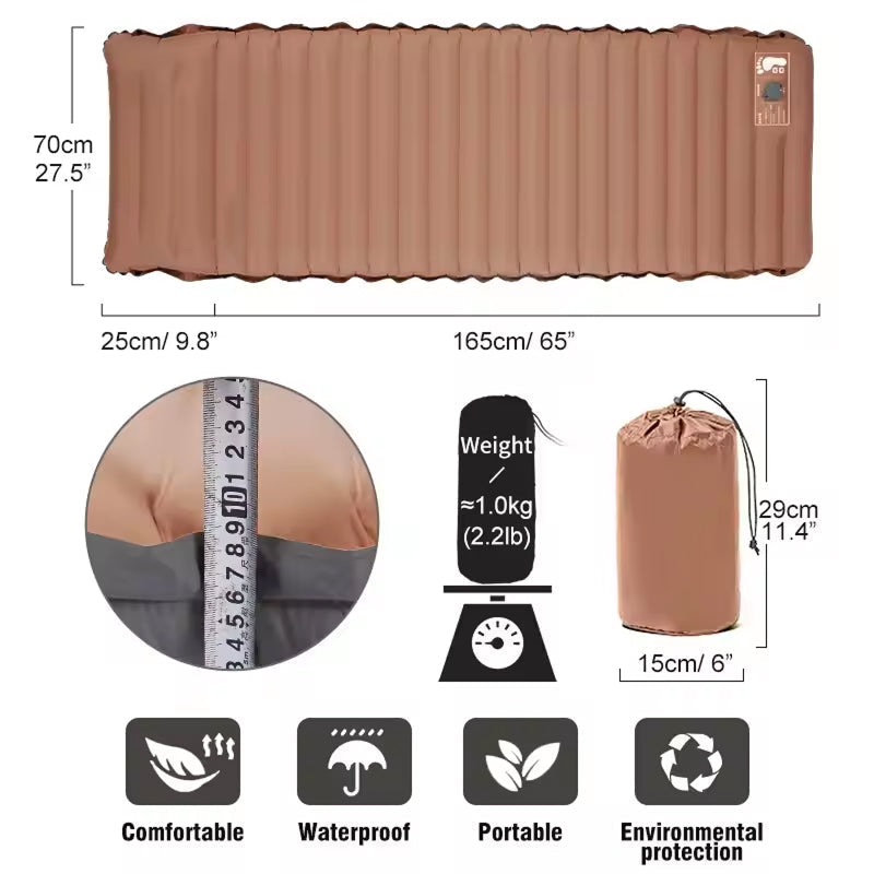 CoziVixy Sleeping Pad  Ultralight Self-Inflating With Foot Pump