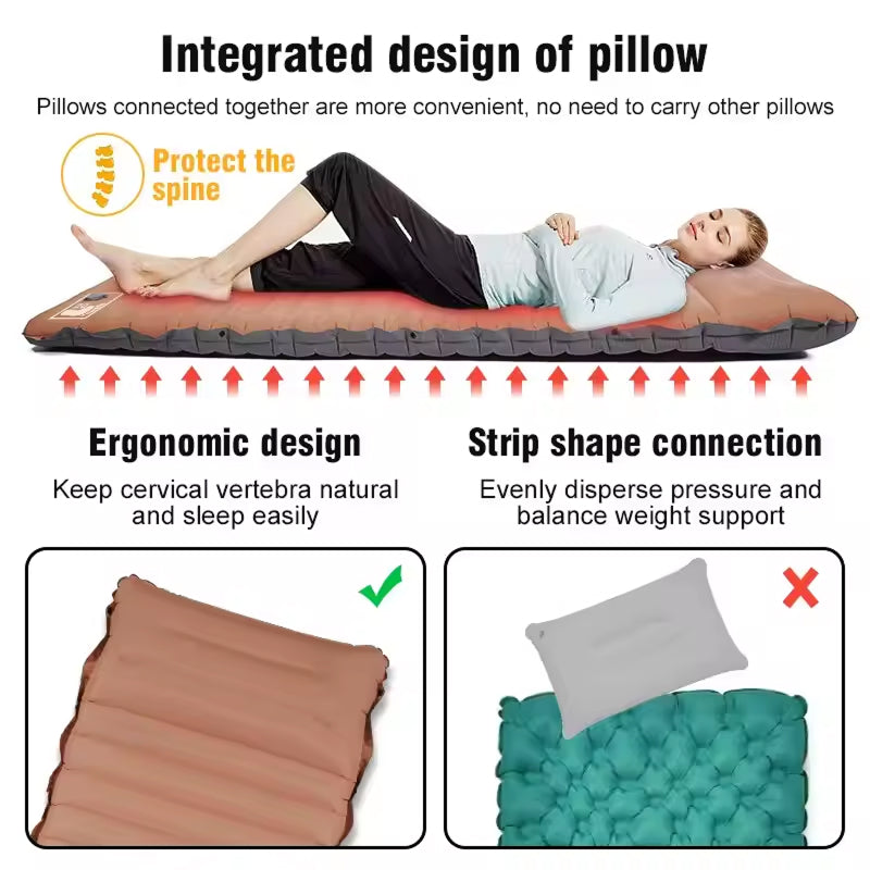 CoziVixy Sleeping Pad  Ultralight Self-Inflating With Foot Pump