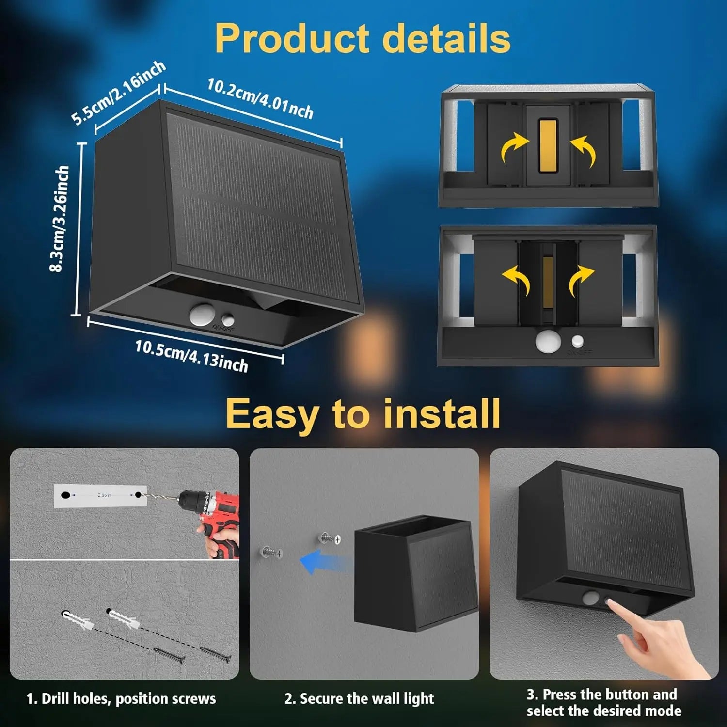 CragVise Solar Powered Outdoor Motion Sensor Light