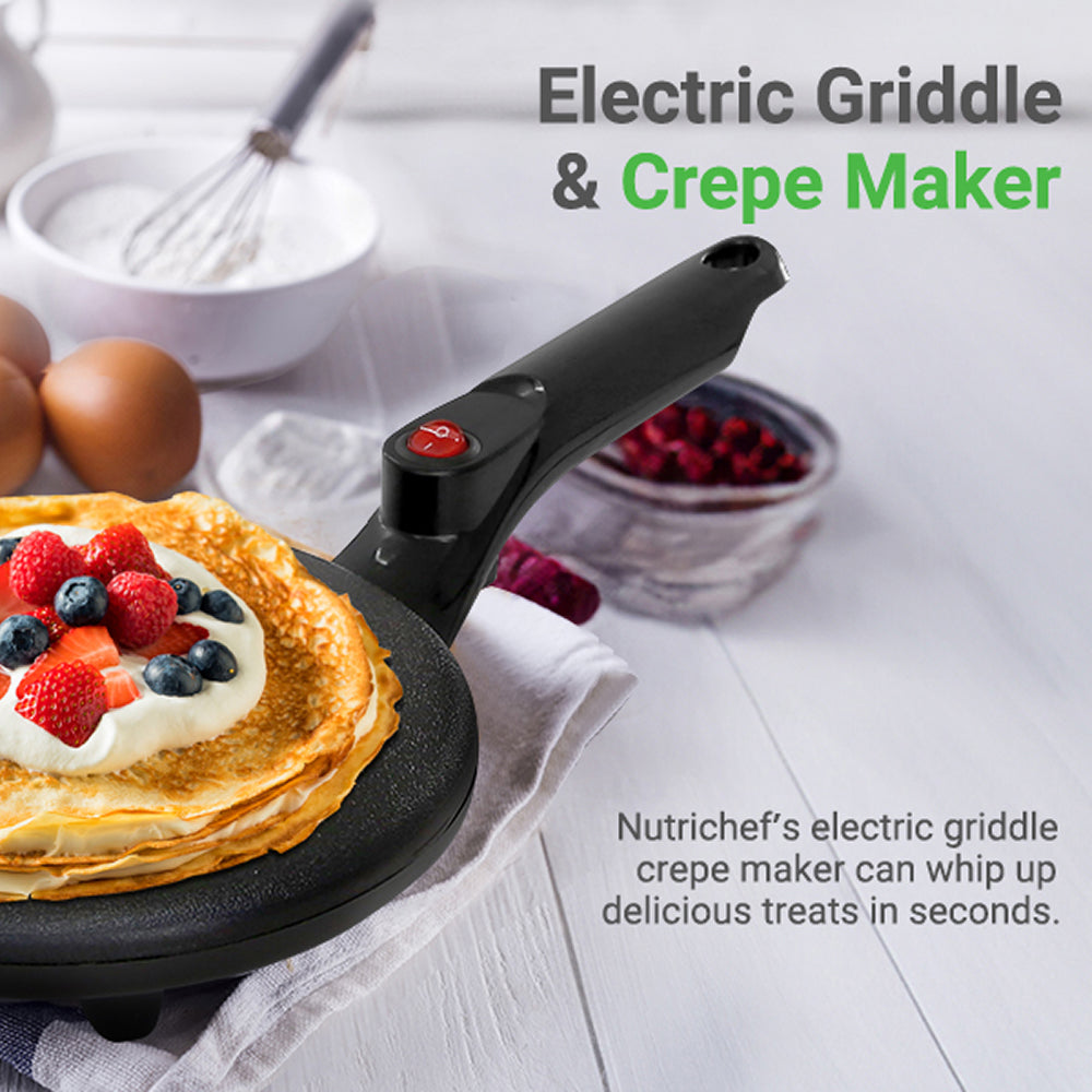 CrepiLik 8-Inch Electric Crepe Maker and Breakfast Griddle