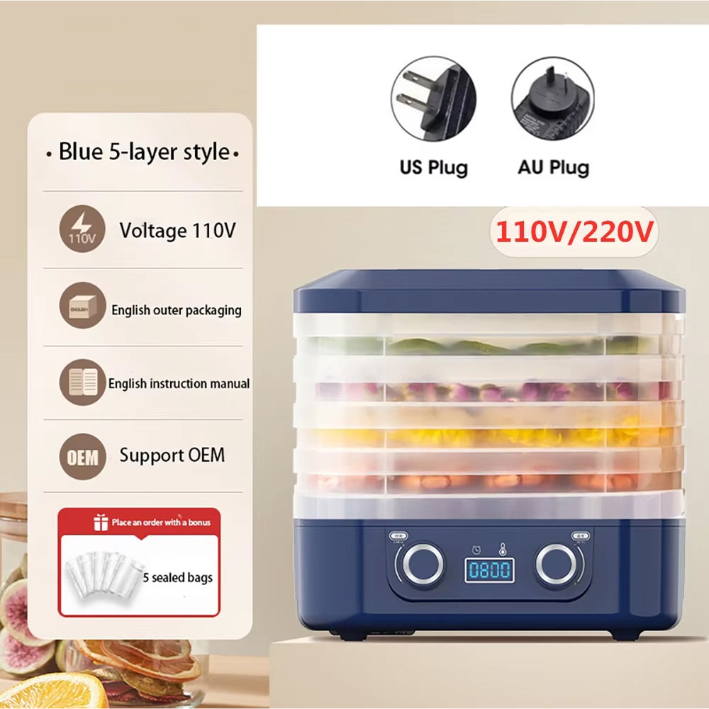 CrispDehy 5-Tray Food Dehydrator with LED Control