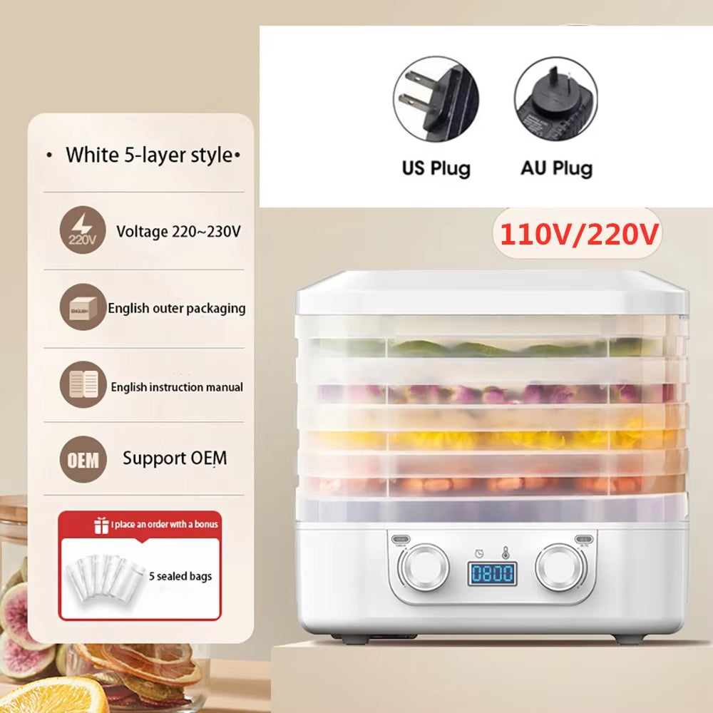 CrispDehy 5-Tray Food Dehydrator with LED Control