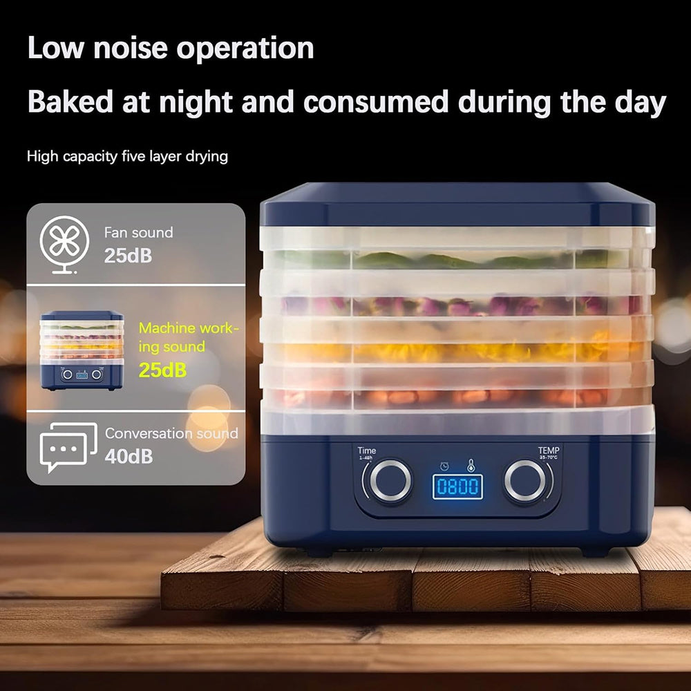 CrispDehy 5-Tray Food Dehydrator with LED Control
