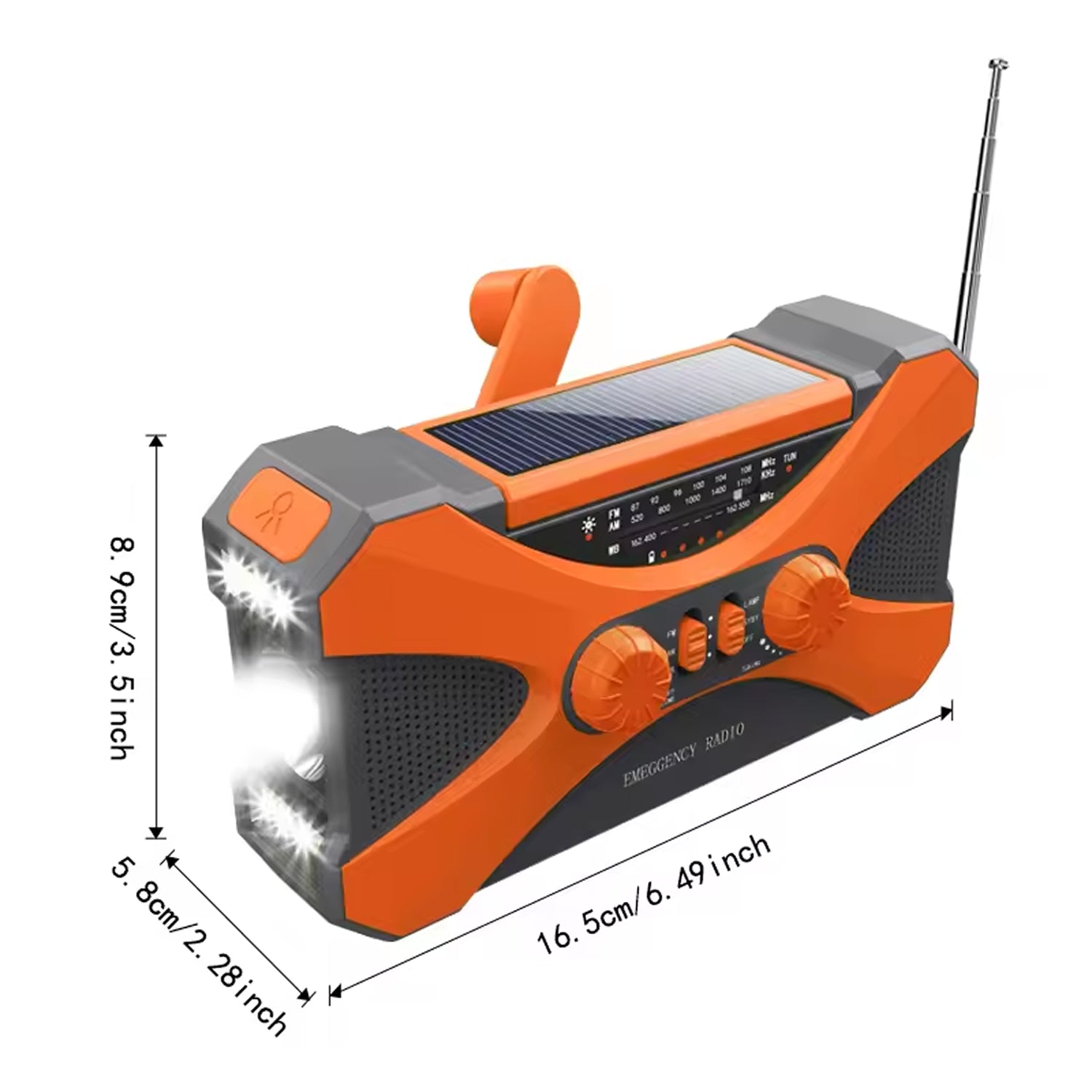 CrisyCom 10,000mAh Solar Hand-Crank NOAA Weather Emergency Radio