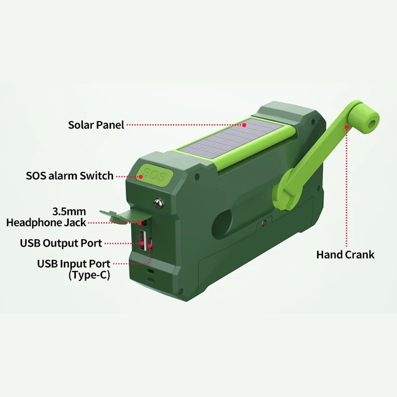 CrisyCom 10,000mAh Solar Hand-Crank NOAA Weather Emergency Radio