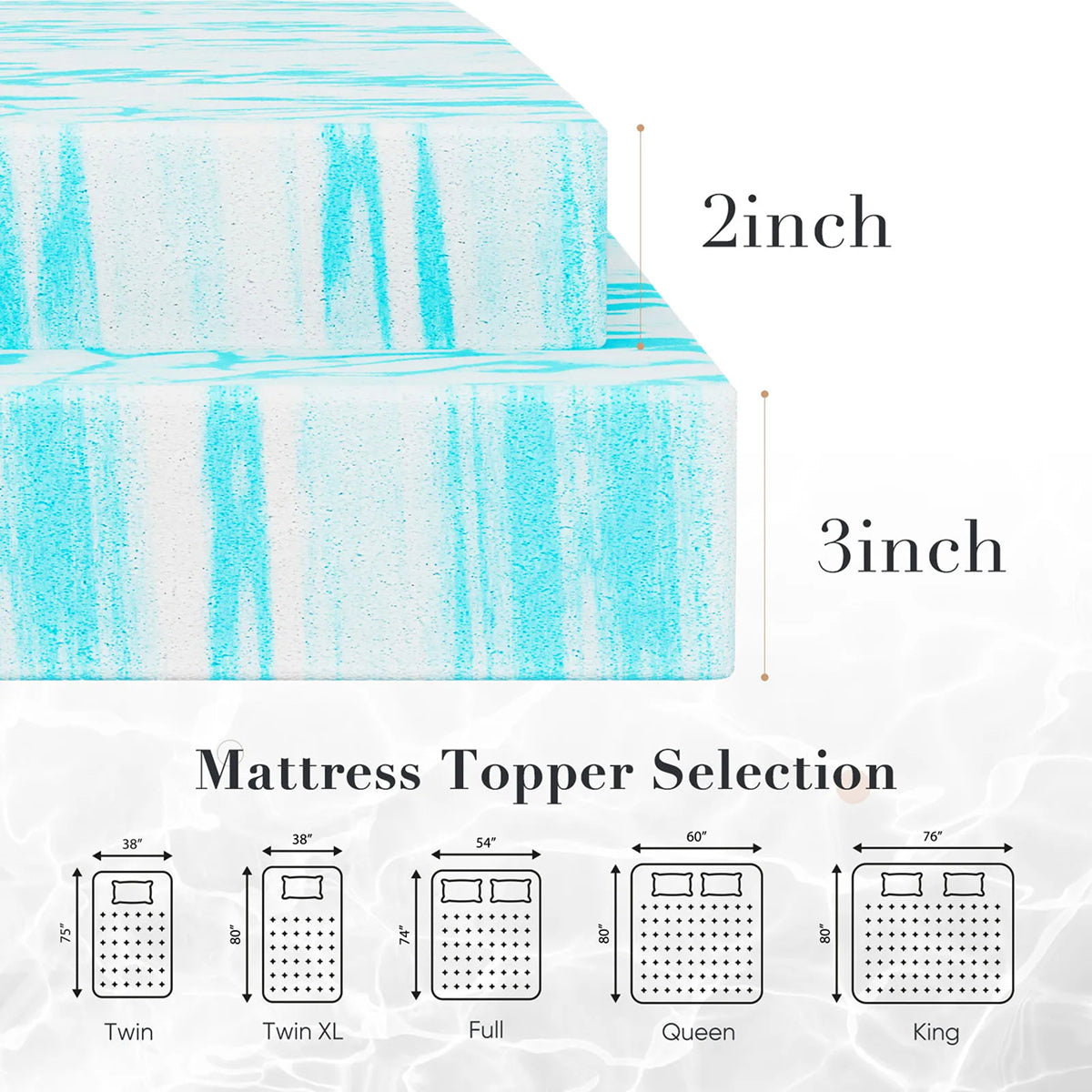 CrofGant Gel-Infused Memory Foam Cooling Mattress Topper