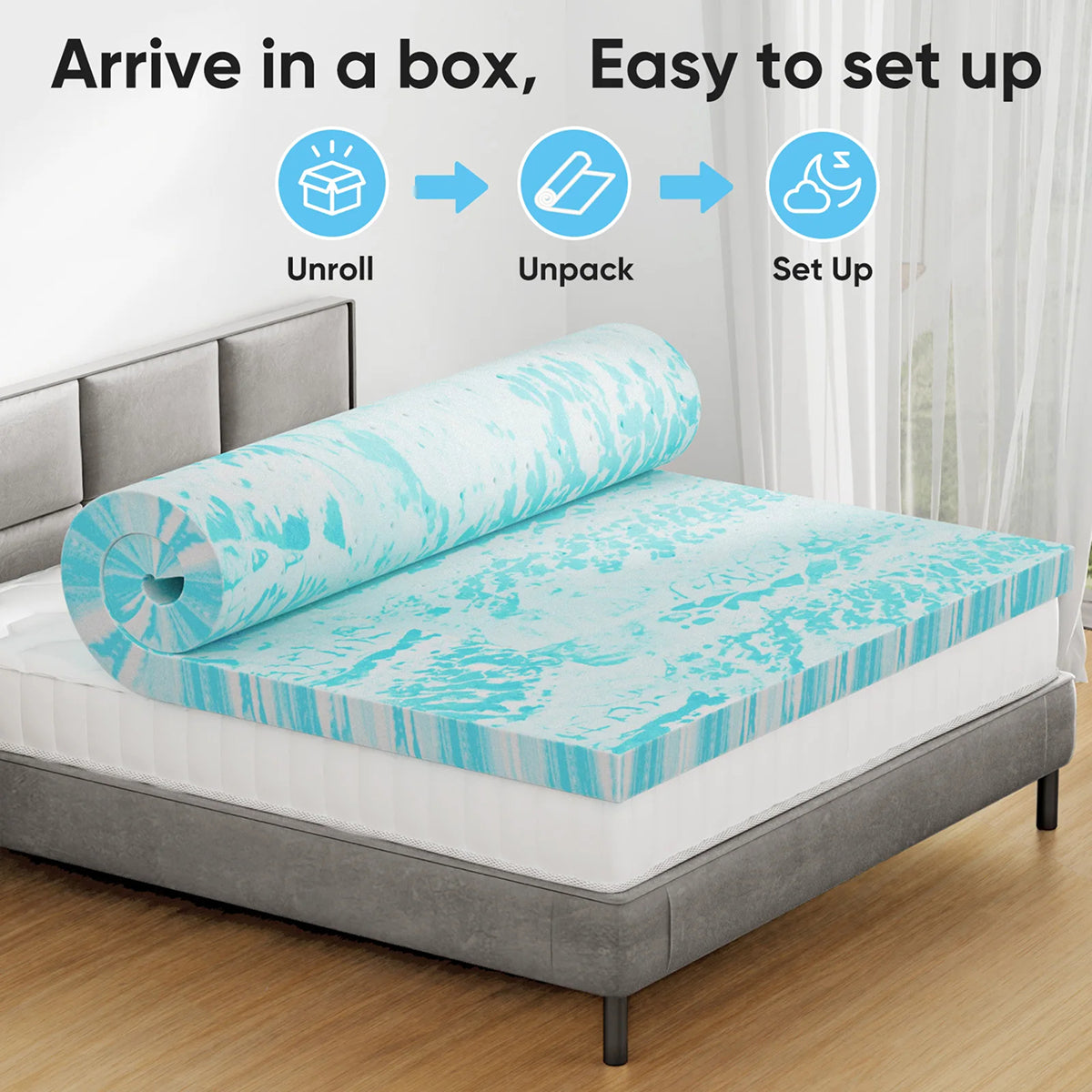 CrofGant Gel-Infused Memory Foam Cooling Mattress Topper