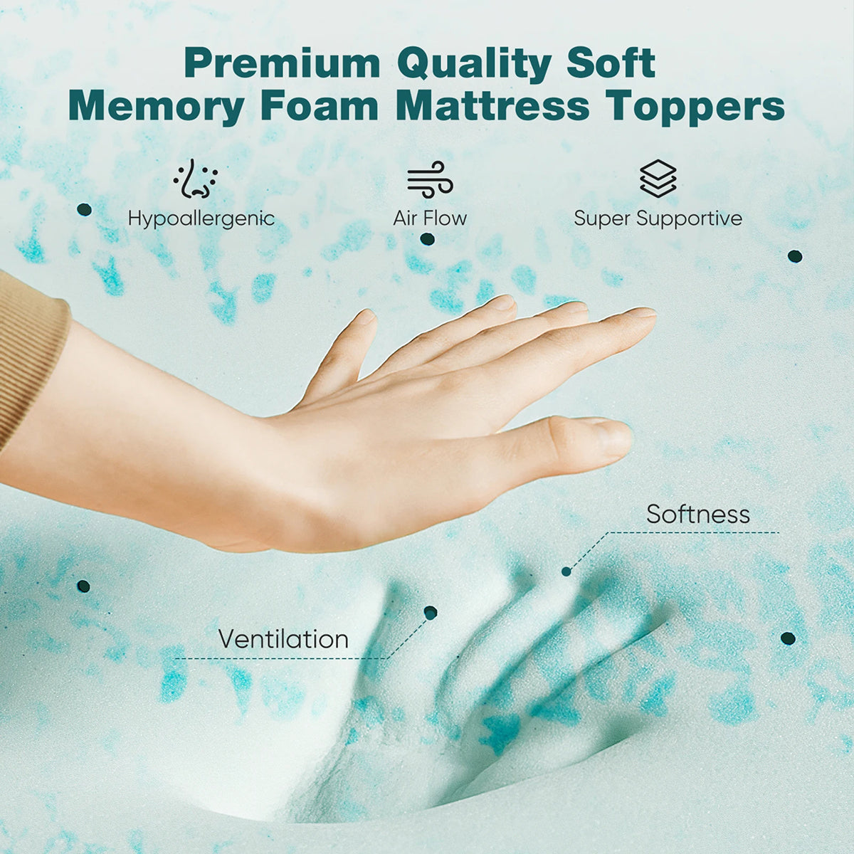 CrofGant Gel-Infused Memory Foam Cooling Mattress Topper