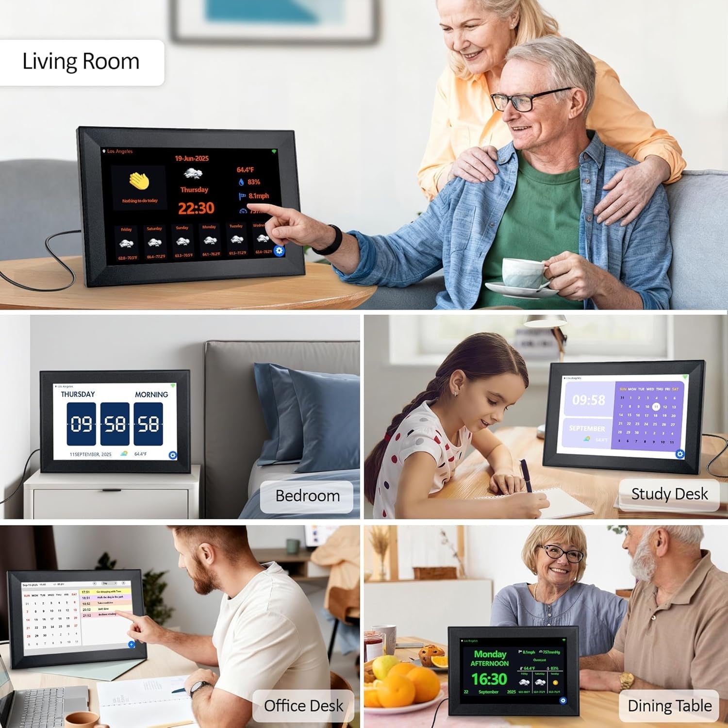Digital Calendar 10.1-Inch Day Clock for Seniors Medication Alarm