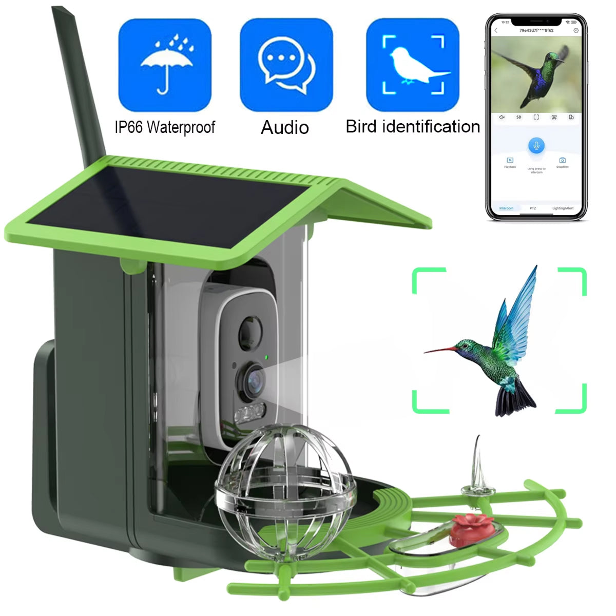DasFonix Smart Bird Feeder Camera 2K 4MP AI Species Identification 5G WiFi & Solar