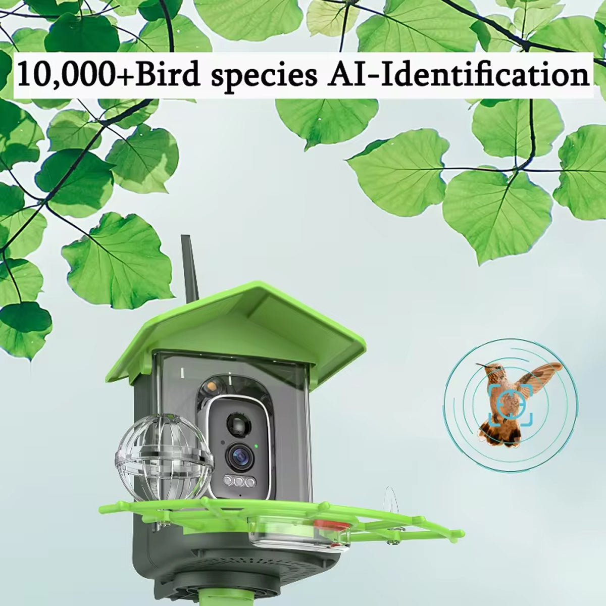 DasFonix Smart Bird Feeder Camera 2K 4MP AI Species Identification 5G WiFi & Solar