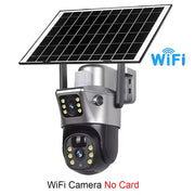 DebviMis 4K Dual-Lens Solar Security Camera 355° Pan/Tilt with PIR Humanoid Detection and Full-Color Night Vision