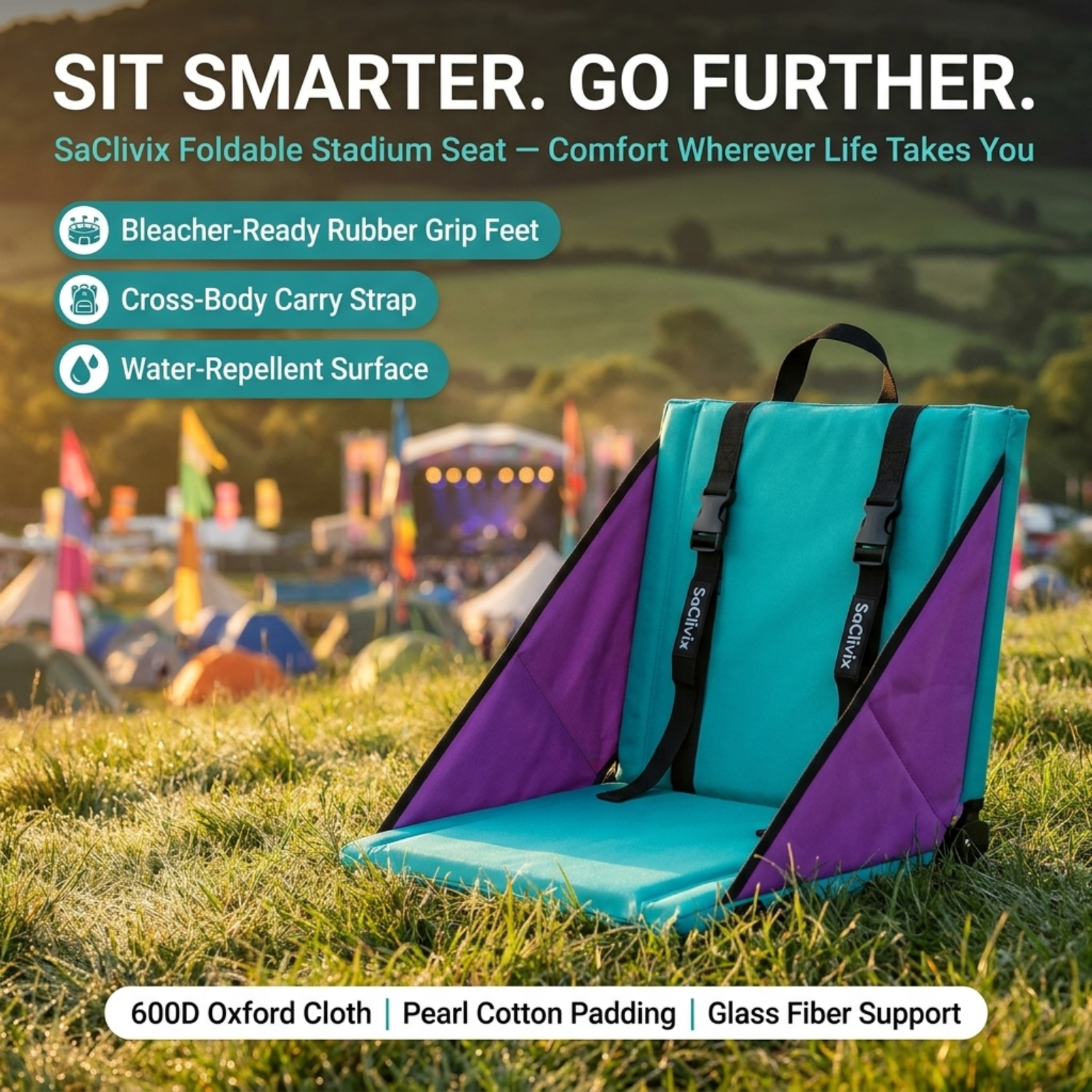 SaClivix Reclining Stadium Seat for Bleachers and Camping
