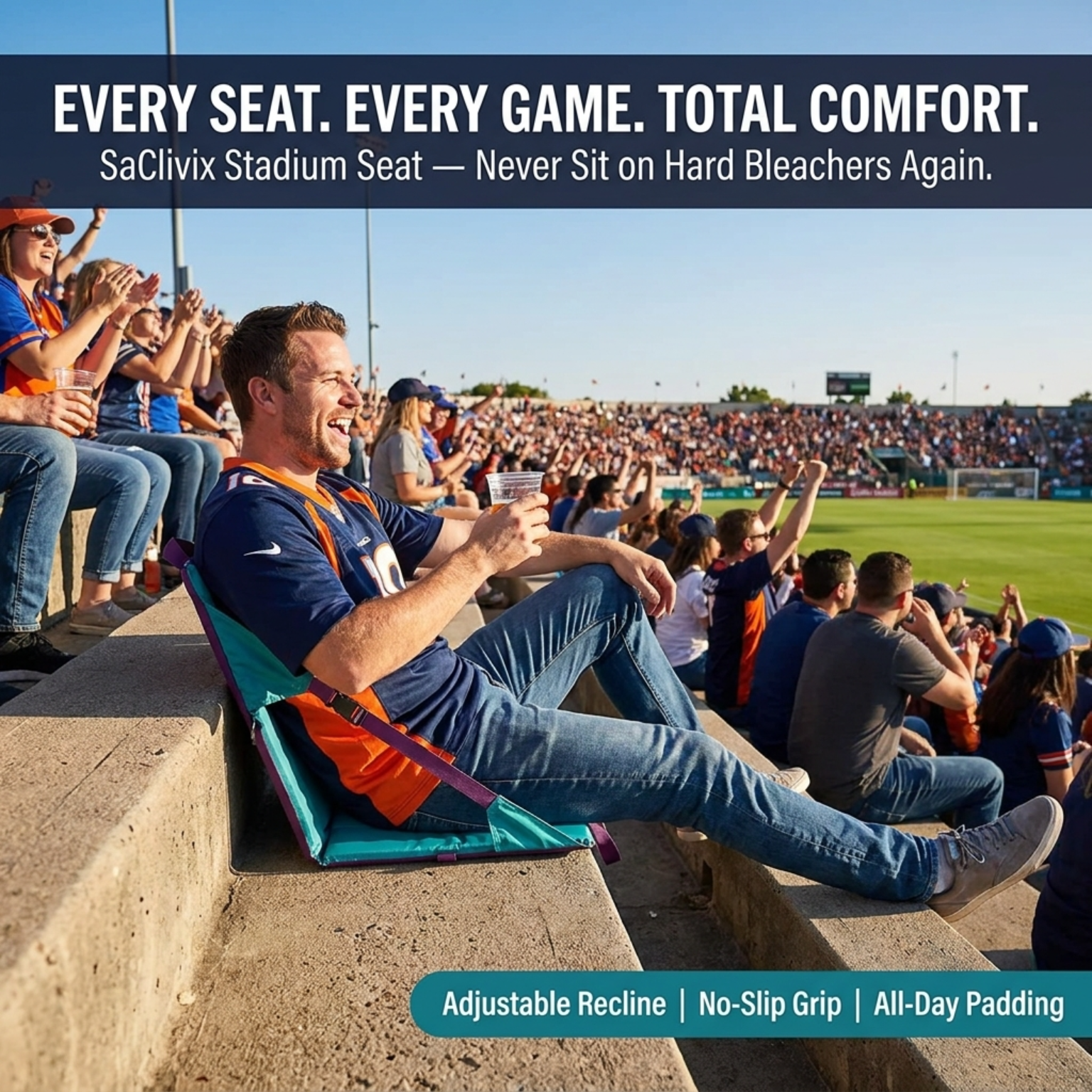 SaClivix Reclining Stadium Seat for Bleachers and Camping