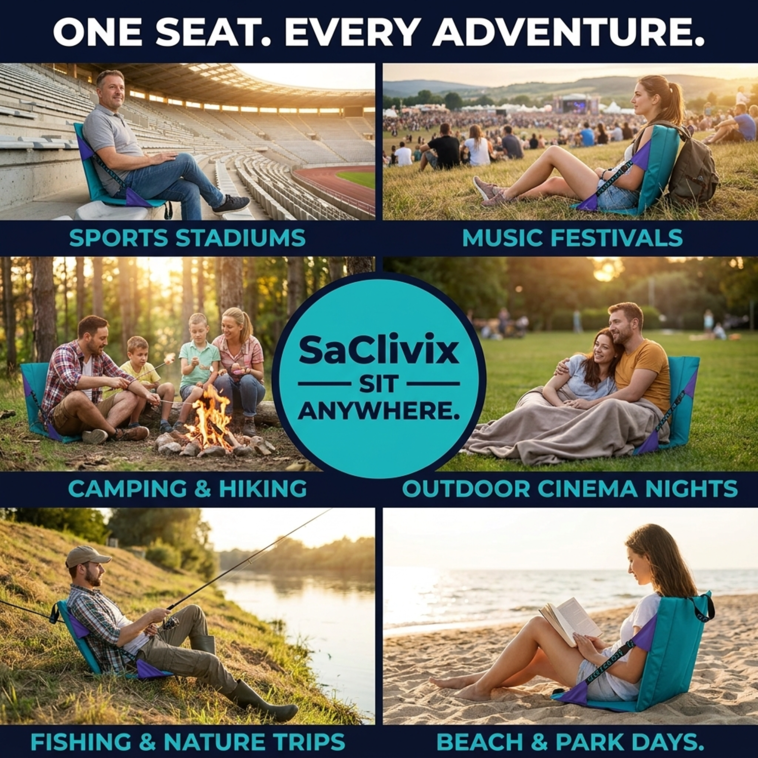 SaClivix Reclining Stadium Seat for Bleachers and Camping