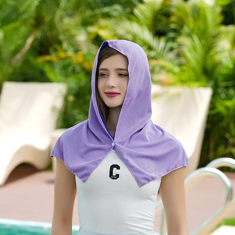 DryColix Hooded Cooling Towel with 40+ UV Protection