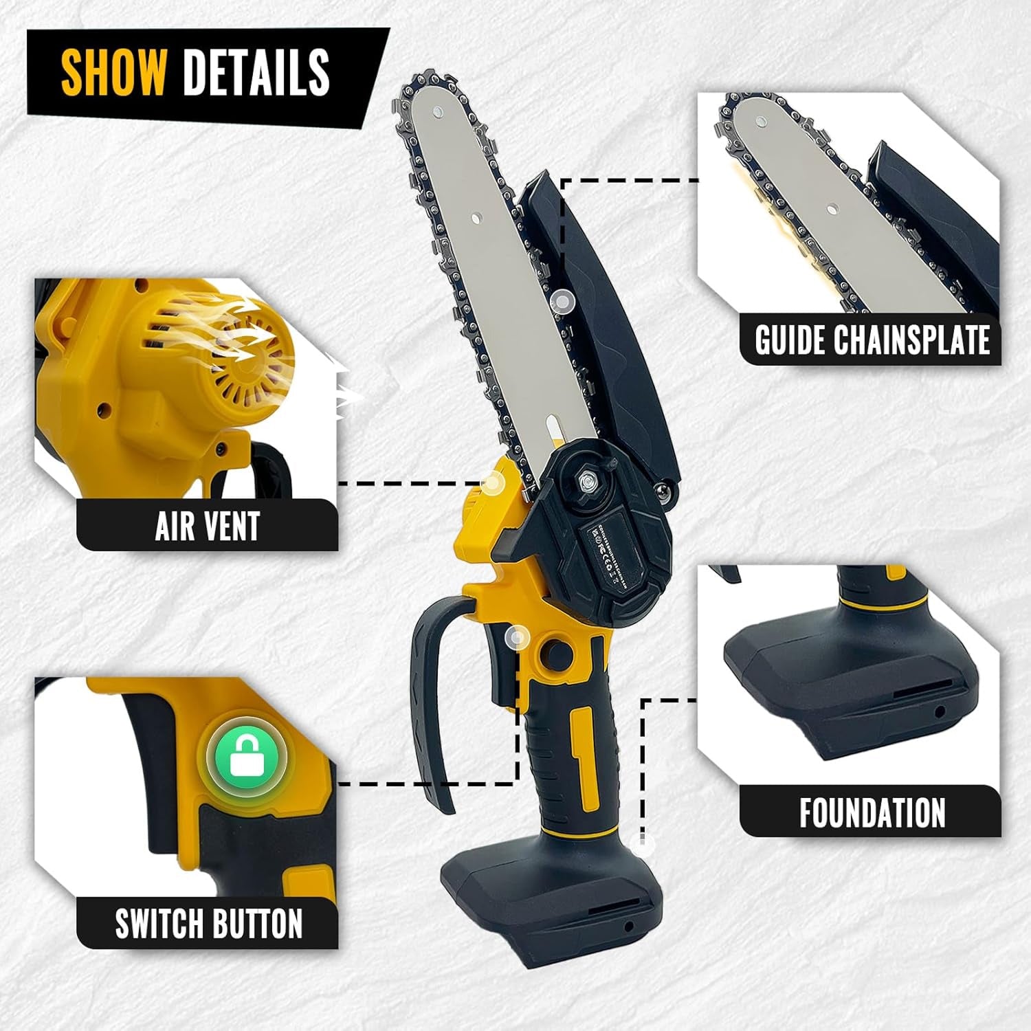 DuciSaw 6" Mini Chainsaw for Makita DeWalt Milwaukee 18V Battery Cordless Handheld