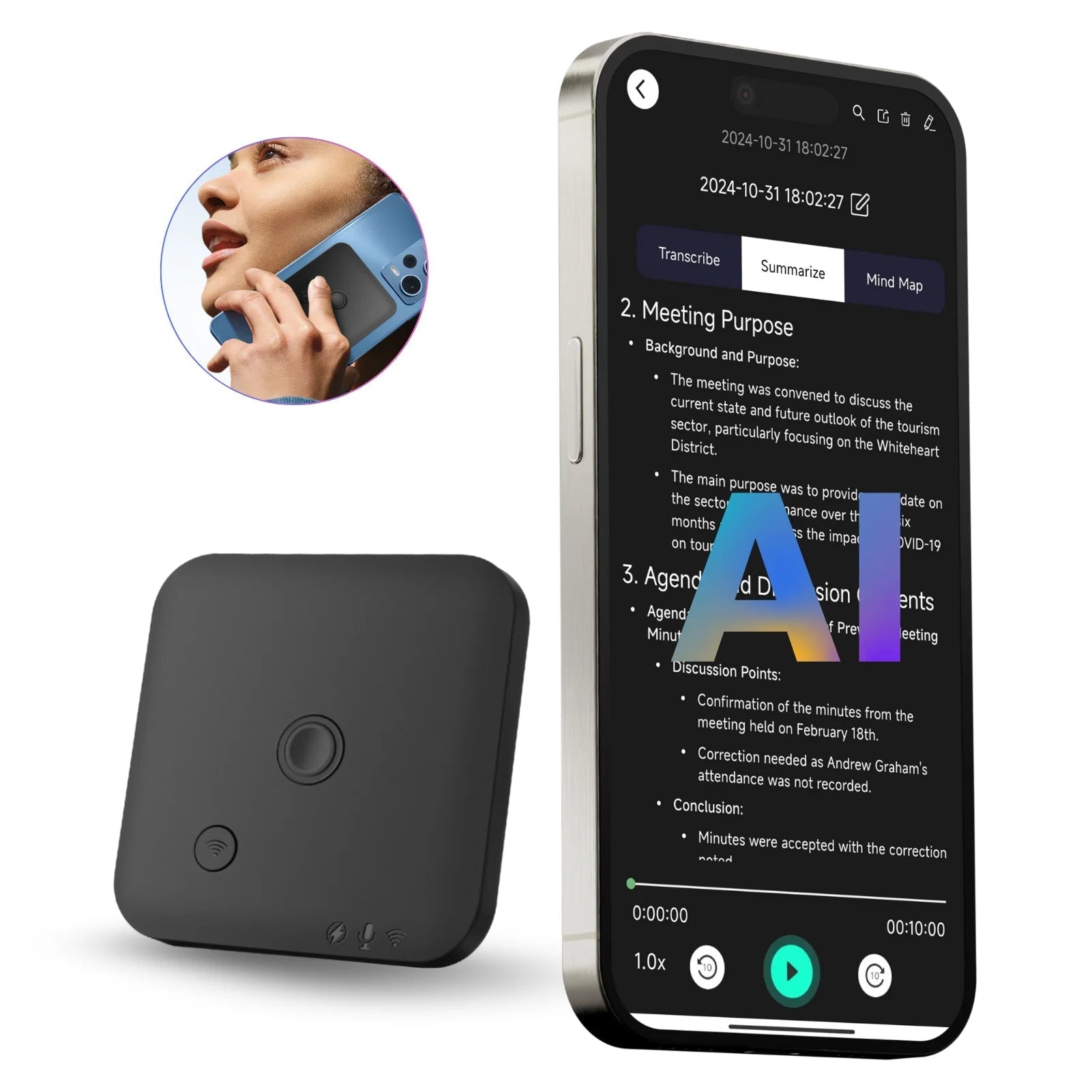 AI Voice Recorder 102 Language Transcription Speech-to-Text Transcriber