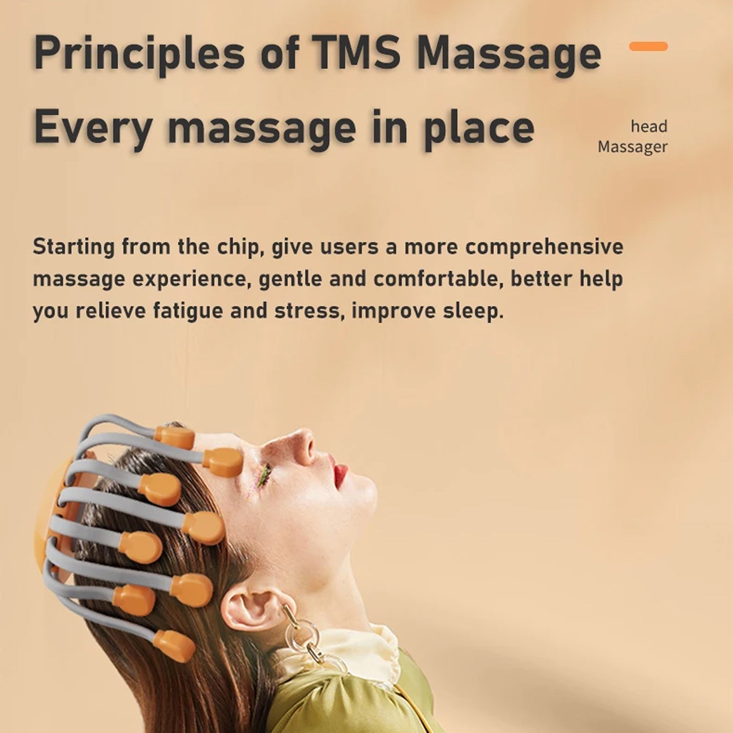 EaseCrano TMS Smart Head Massager with 20-Point Contact System, 5 Specialized Modes and 360° Rotational Therapy