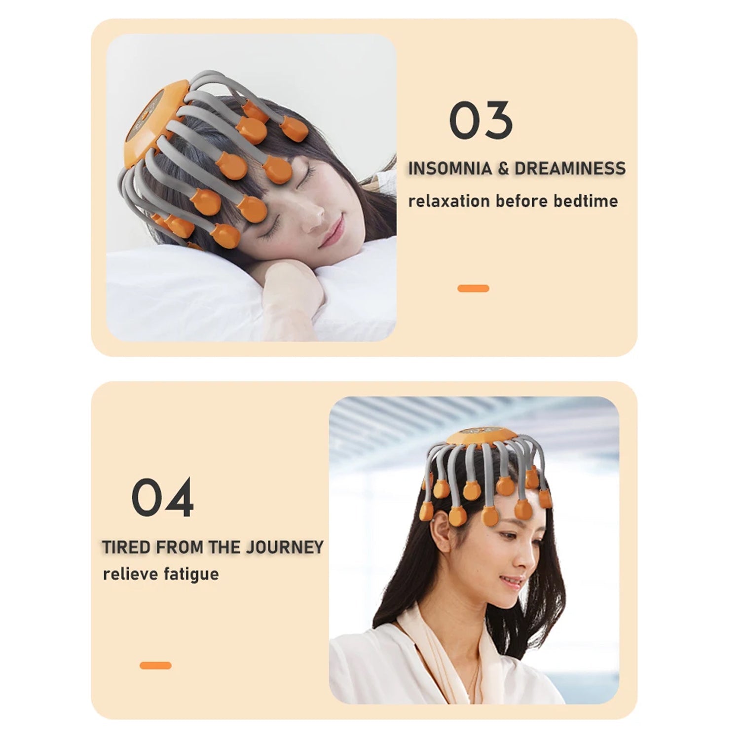 EaseCrano TMS Smart Head Massager with 20-Point Contact System, 5 Specialized Modes and 360° Rotational Therapy