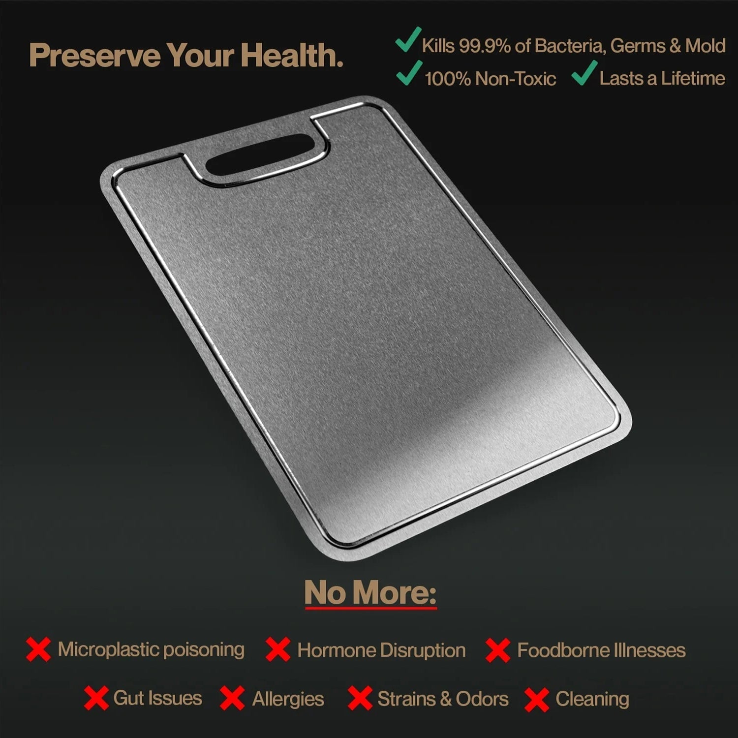 EciChop Pure Titanium Cutting Board | Non-Toxic & Antibacterial