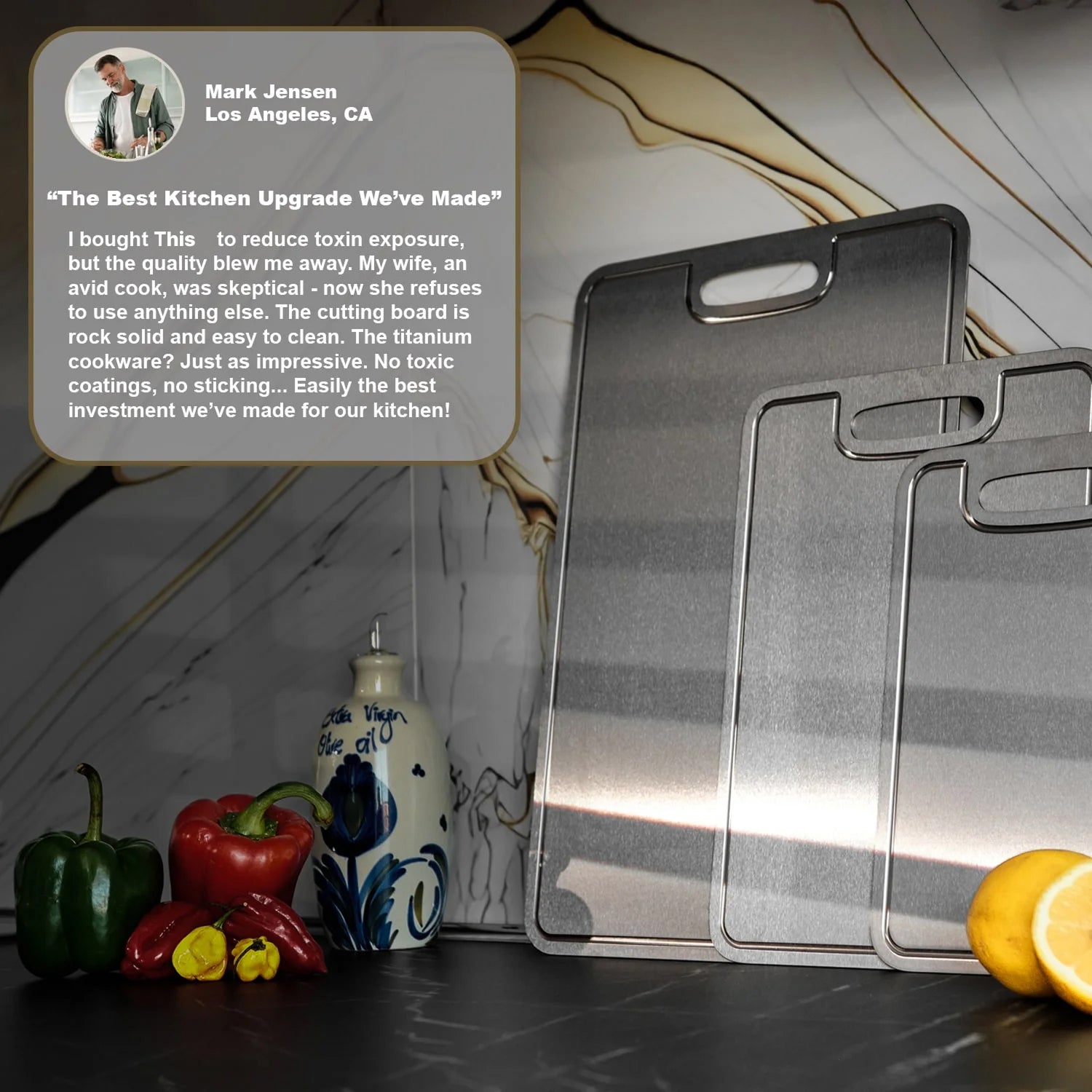 EciChop Pure Titanium Cutting Board | Non-Toxic & Antibacterial