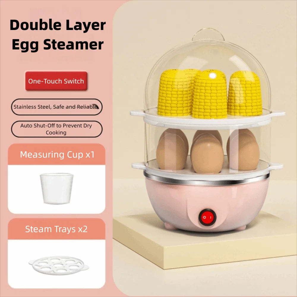 EgiMikix Dual-Layer 14-Egg Electric Cooker with Auto Shut-Off