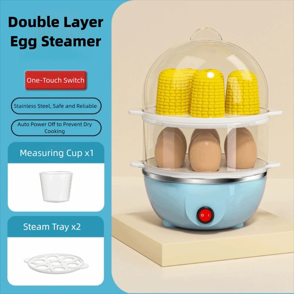 EgiMikix Dual-Layer 14-Egg Electric Cooker with Auto Shut-Off
