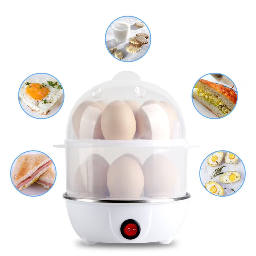 EgiMikix Dual-Layer 14-Egg Electric Cooker with Auto Shut-Off