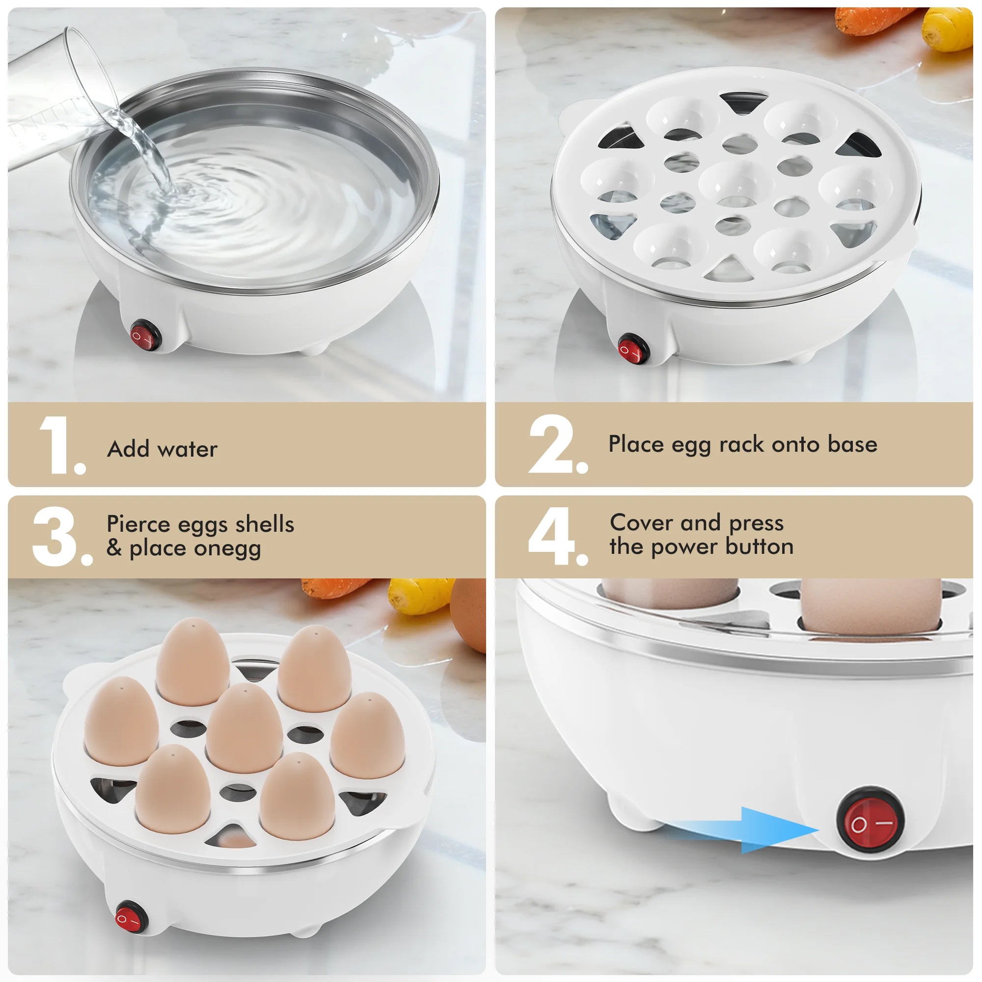 EgiMikix Dual-Layer 14-Egg Electric Cooker with Auto Shut-Off
