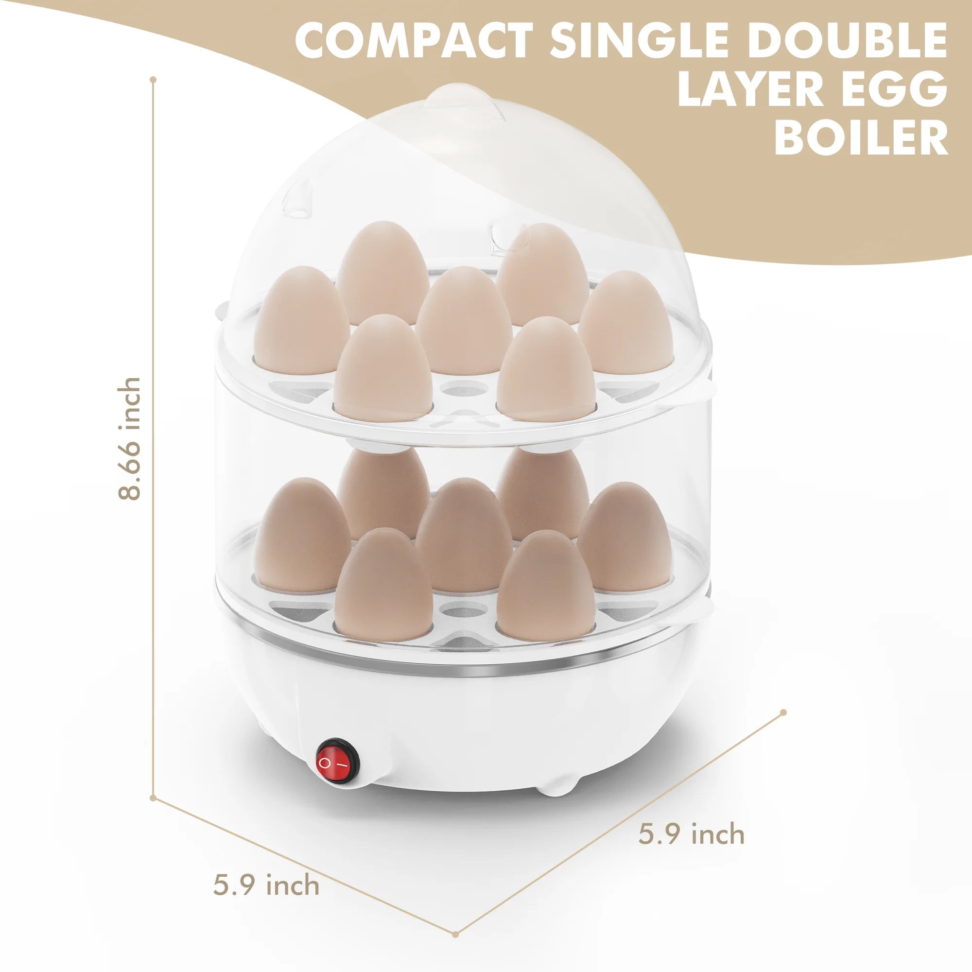 EgiMikix Dual-Layer 14-Egg Electric Cooker with Auto Shut-Off