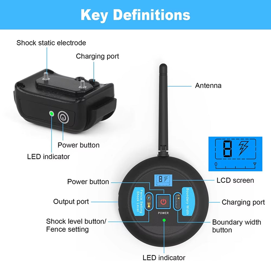 ElexFence Wireless Dog Electric Fence - 656ft Long Range Coverage, IP68 Waterproof Rechargeable Receiver