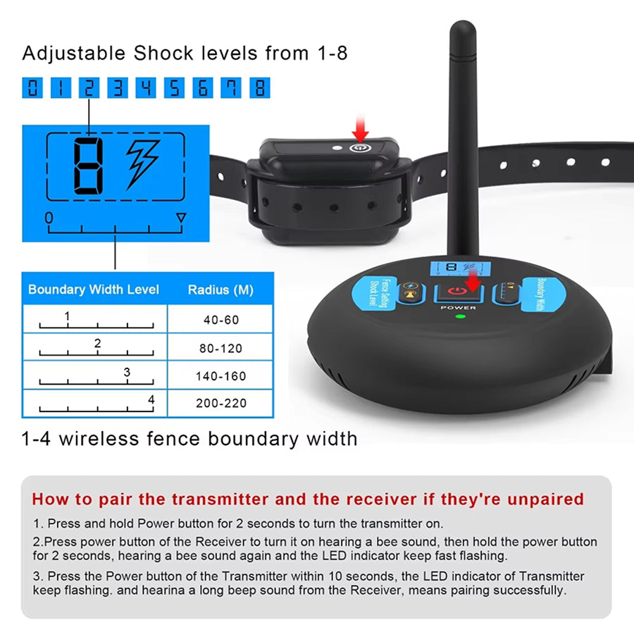 ElexFence Wireless Dog Electric Fence - 656ft Long Range Coverage, IP68 Waterproof Rechargeable Receiver