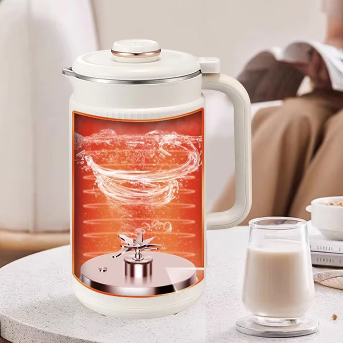 EliHinse Nut Milk Maker 10-Blade System with 9 Functions No-Filter Soy Milk Machine & 12H Timer for Home Use