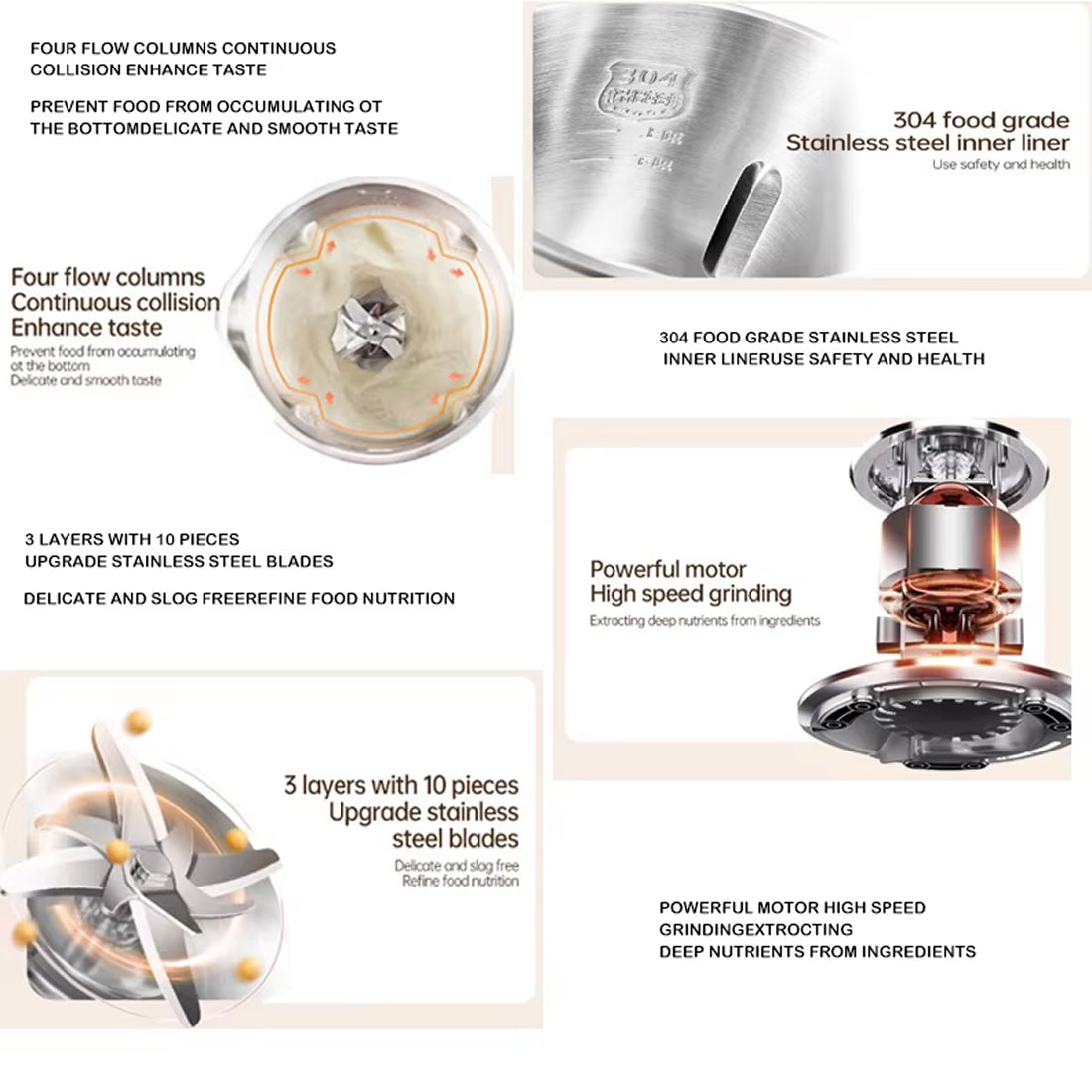 EliHinse Nut Milk Maker 10-Blade System with 9 Functions No-Filter Soy Milk Machine & 12H Timer for Home Use