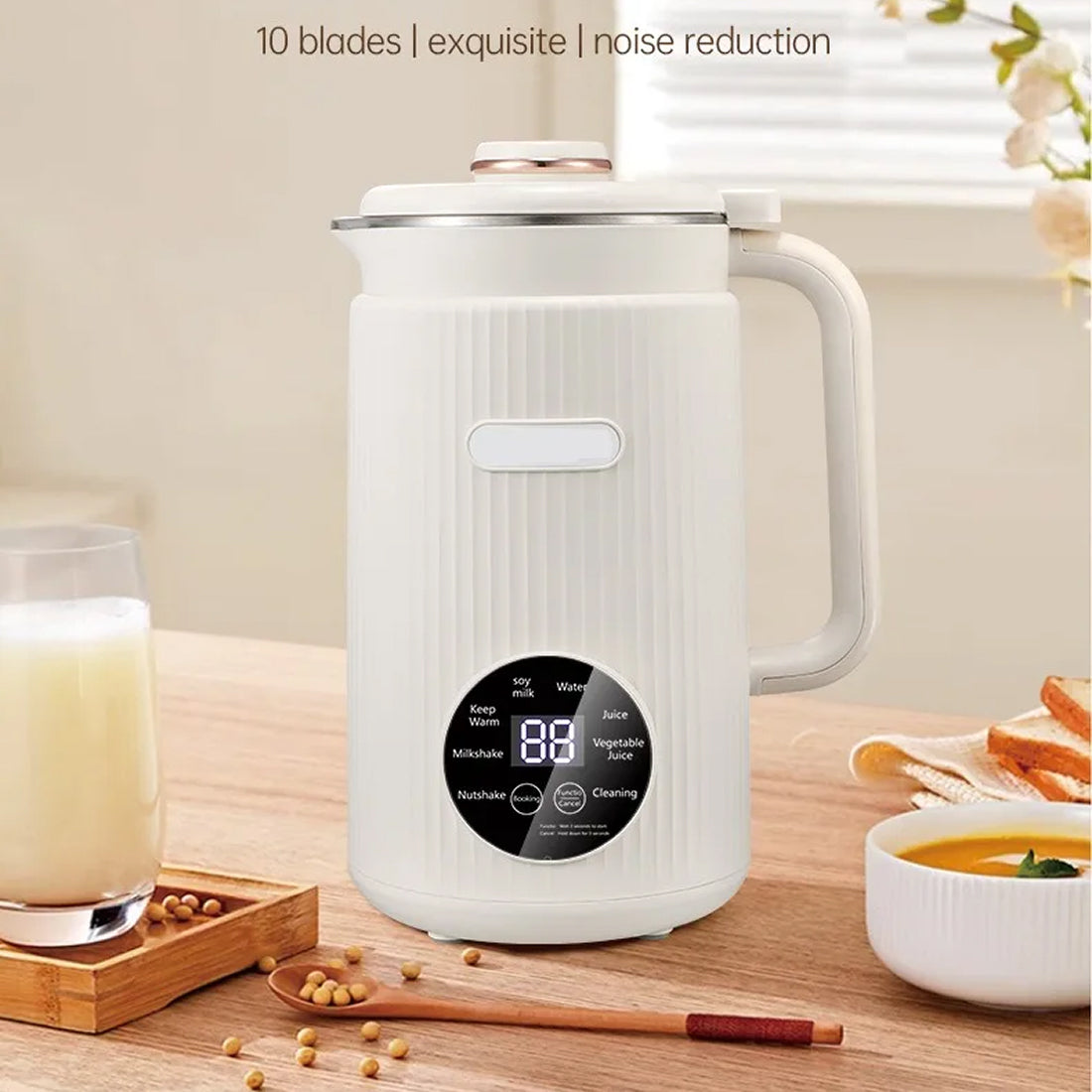 EliHinse Nut Milk Maker 10-Blade System with 9 Functions No-Filter Soy Milk Machine & 12H Timer for Home Use