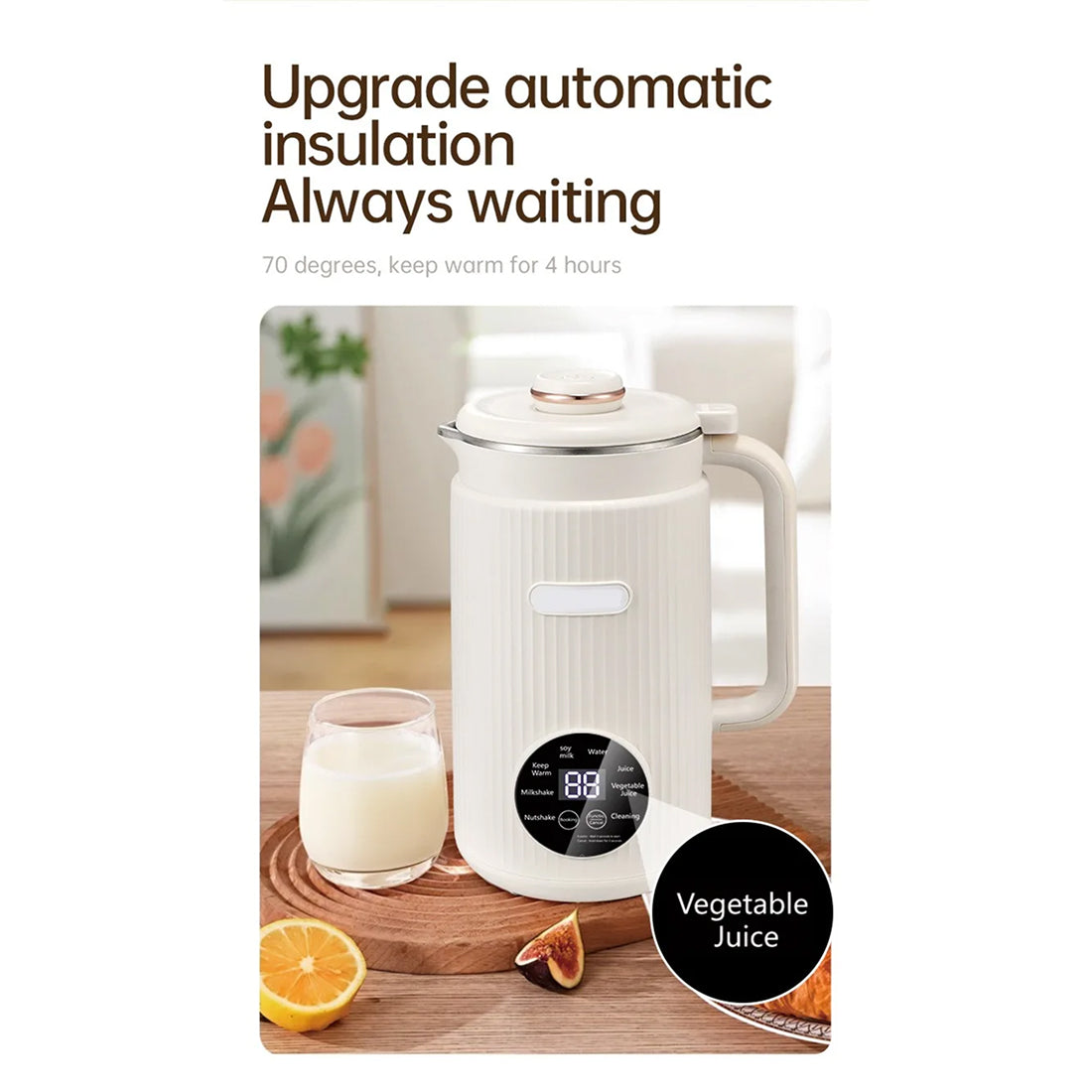 EliHinse Nut Milk Maker 10-Blade System with 9 Functions No-Filter Soy Milk Machine & 12H Timer for Home Use
