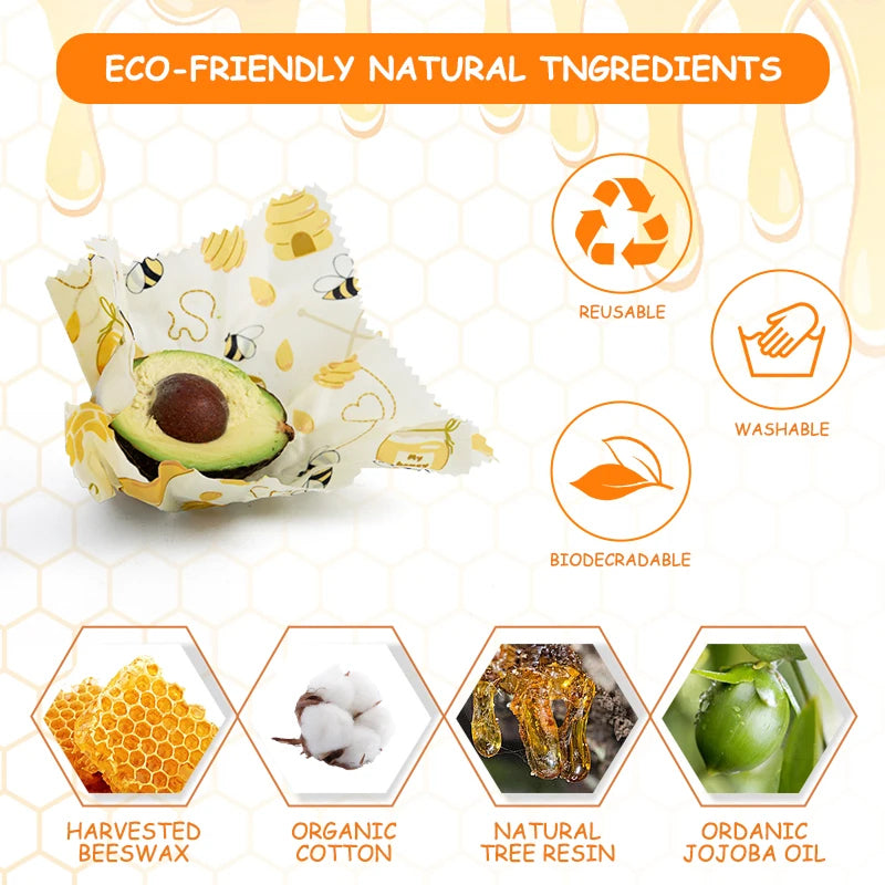 EmberFere Reusable Organic Beeswax Food Wraps 3-Pack