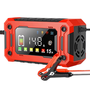 EnerOsci 15A Smart Car Battery Charger LiFePO4 Lithium Pulse Repair 12V/24V with HD Screen