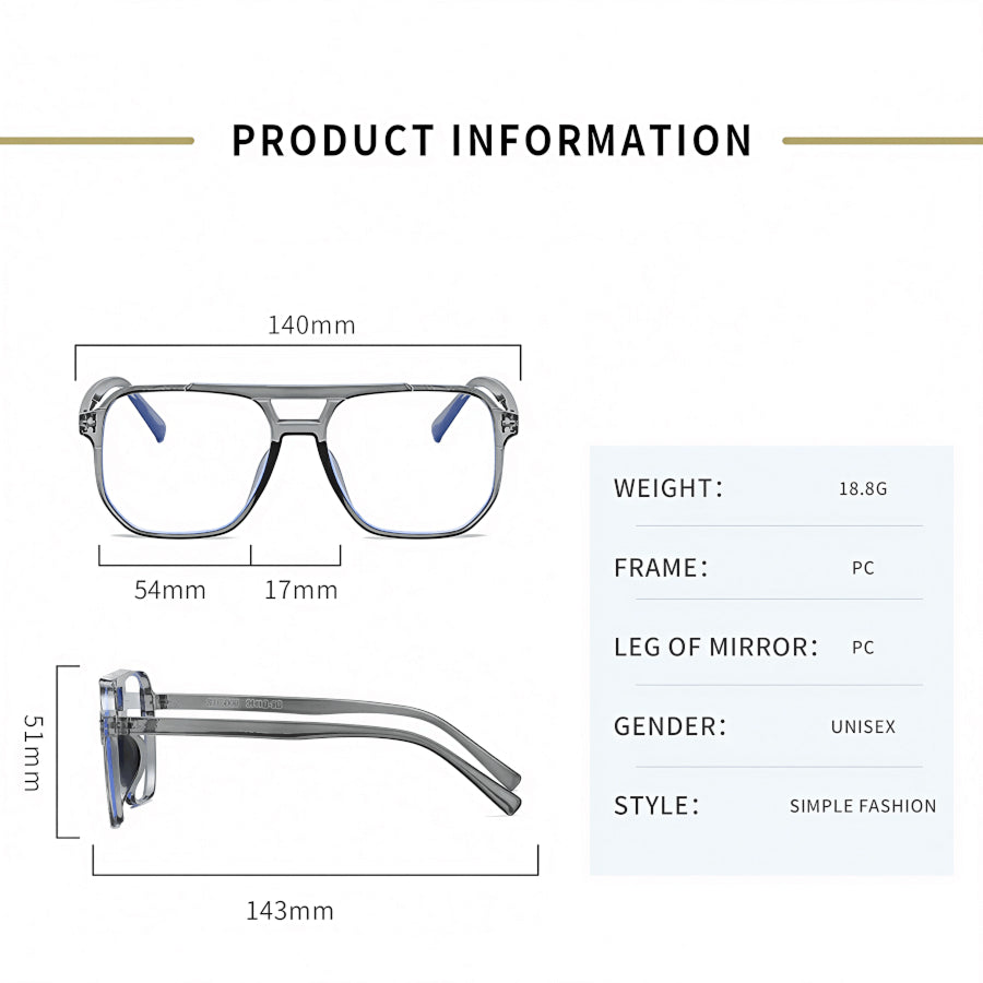 EnoTinax Blue Light Blocking Glasses with 380-450nm Scientific Filter, 18.8g Ultra-Light Square Aviator Frame and Test Verification