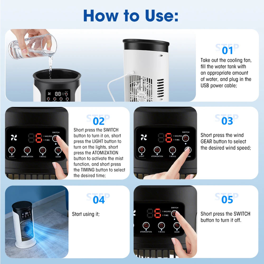 ErigPord Portable Fan | Ice Cooling & Humidifier Mist