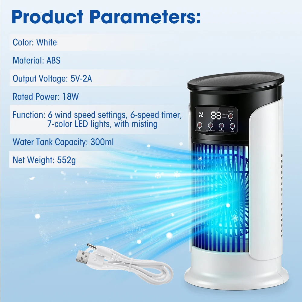 ErigPord Portable Fan | Ice Cooling & Humidifier Mist