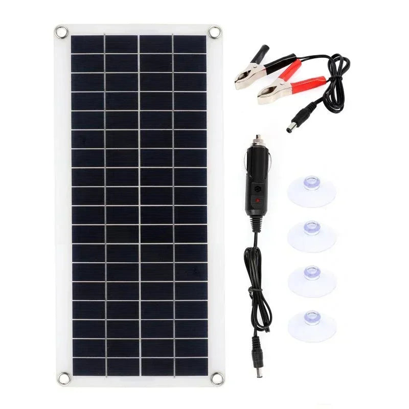 EsrixSun Portable 18V Solar Panel Kit with High-Efficiency Conversion, Dual USB/DC Output and HD LCD Charge Controller