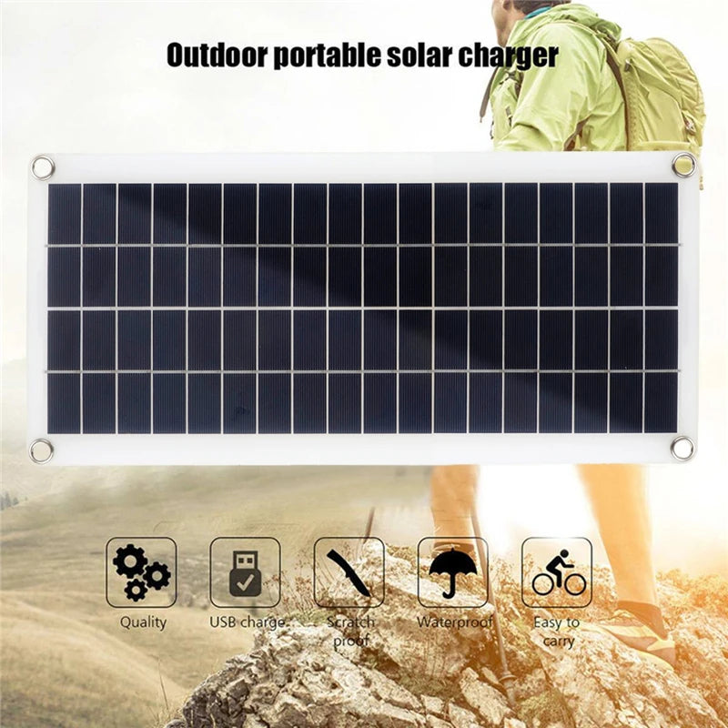 EsrixSun Portable 18V Solar Panel Kit with High-Efficiency Conversion, Dual USB/DC Output and HD LCD Charge Controller